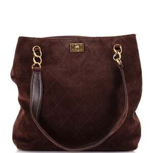 Chanel Vintage Stitched Cc Tote Suede #243246C15B